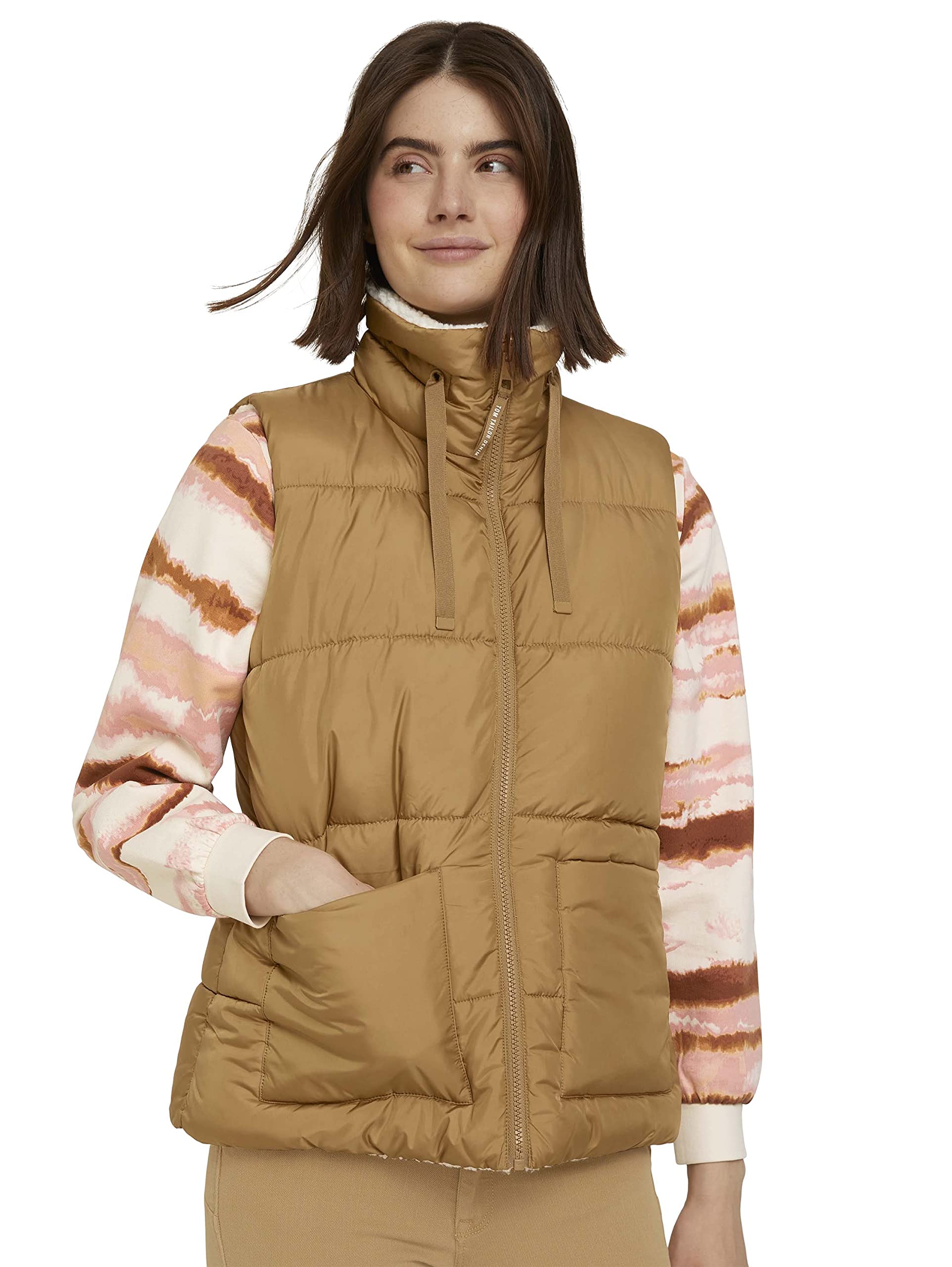 TOM TAILOR Denim 1028167 Gilet matelassé réversible Teddy Femme