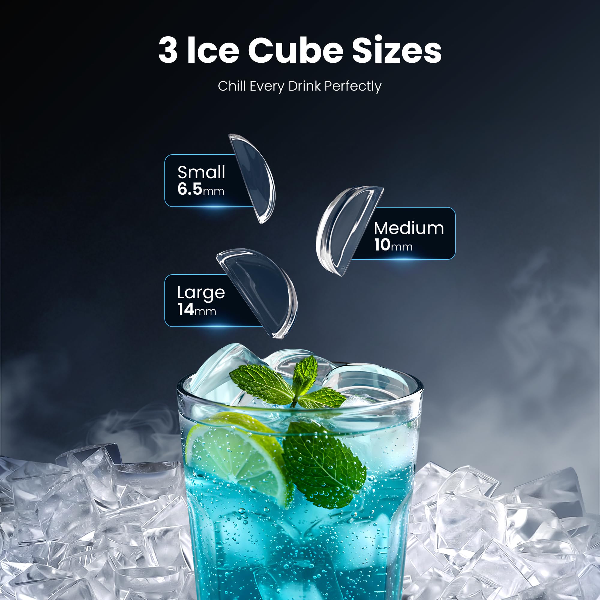 Electactic Crescent Ice Maker Countertop, 28lbs/24h Ice Production, 16 Cubes In 6 Mins, Portable Countertop Ice Maker Machine With Self-Cleaning For Home & Kitchen (Black) on Fridge.com - View 3