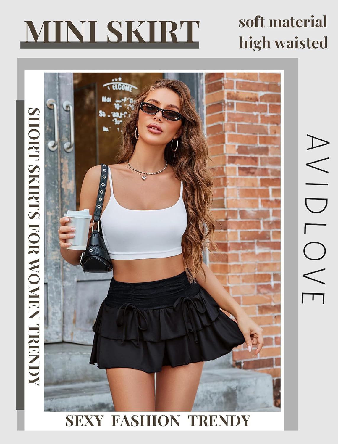 Avidlove Women's Mini Skirt High Waisted Layered Ruffle Skirts Tiered Short Skirt Lingerie Y2K - Image 6