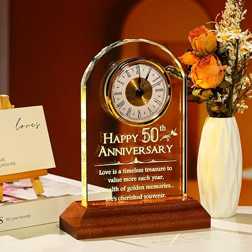 Miniatura 3 de YWHL Regalos de reloj de aniversario de boda de 50 años para padres y abuelos, regalos de aniversario de 50 años para parejas, relojes de mesa de
