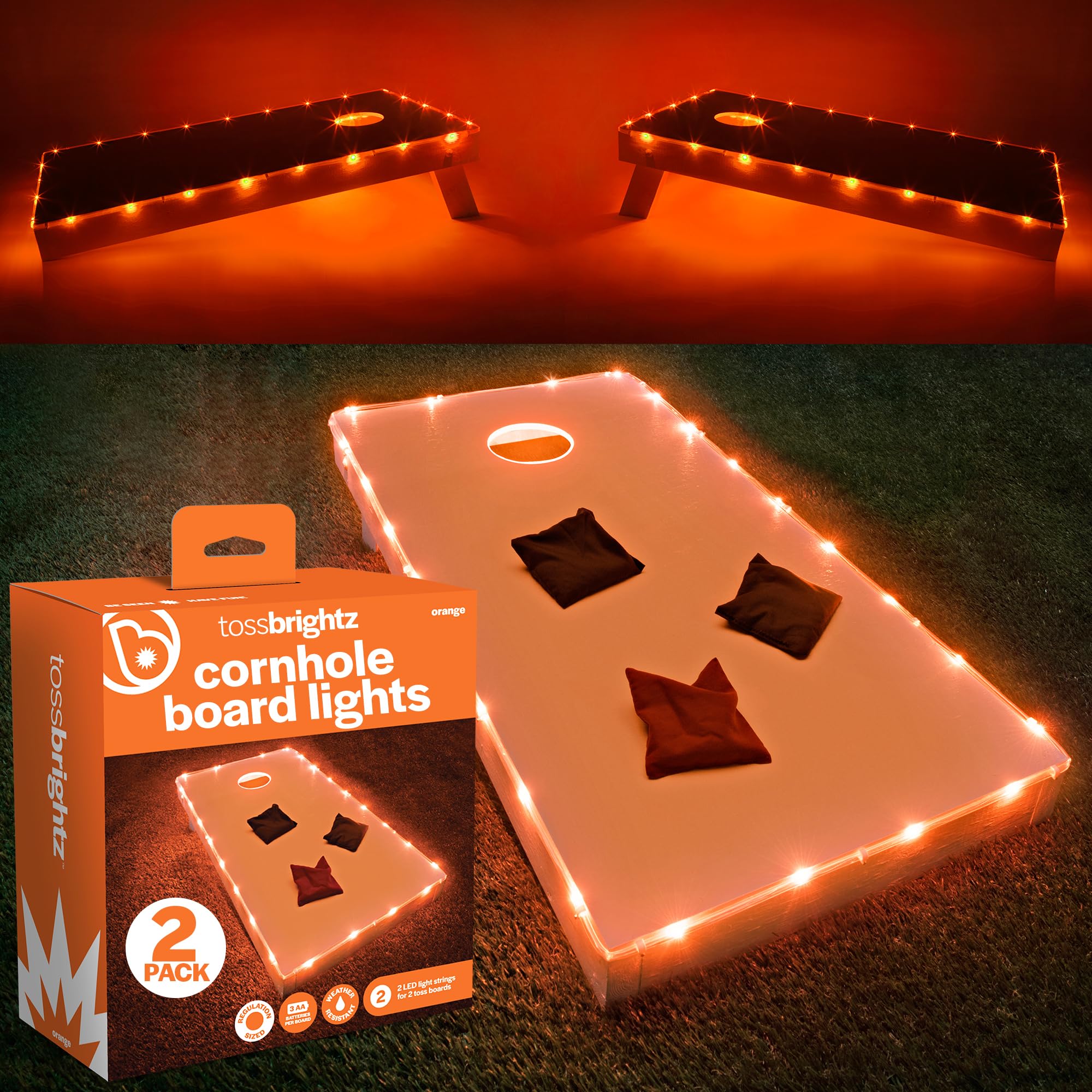 TossBrightz LED Cornhole Lights (Set of Two) - Weather Resistant Kit