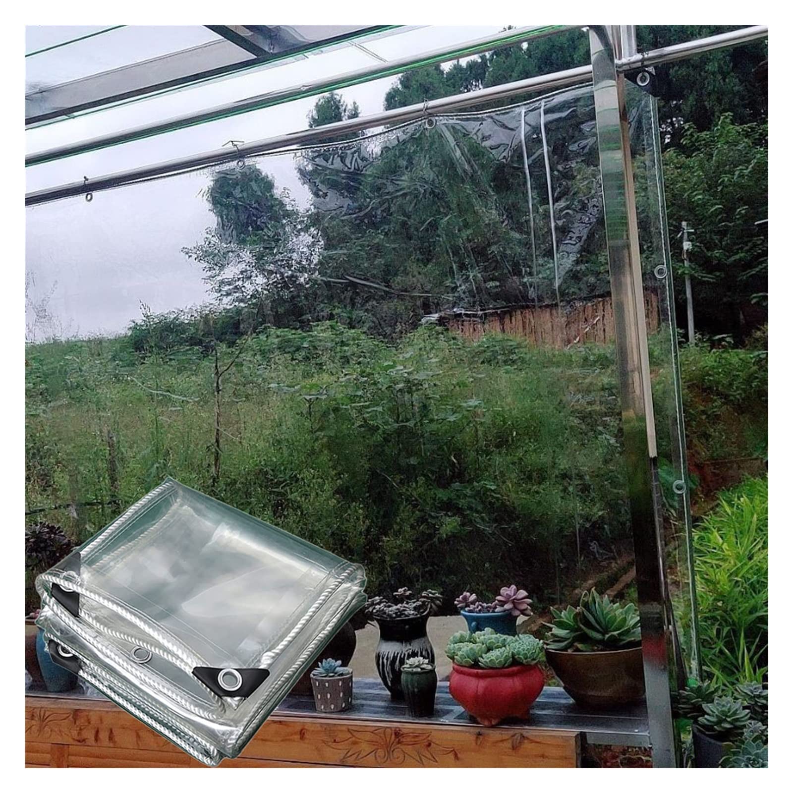 Strapazierfähige, transparente PVC-Plane, 5 x 2 m, verdickte Outdoor-Leinwand für Wind- und Regenschutz, wasserdichte Plane, perfekt für Camping-Abdeckungen und Gehege
