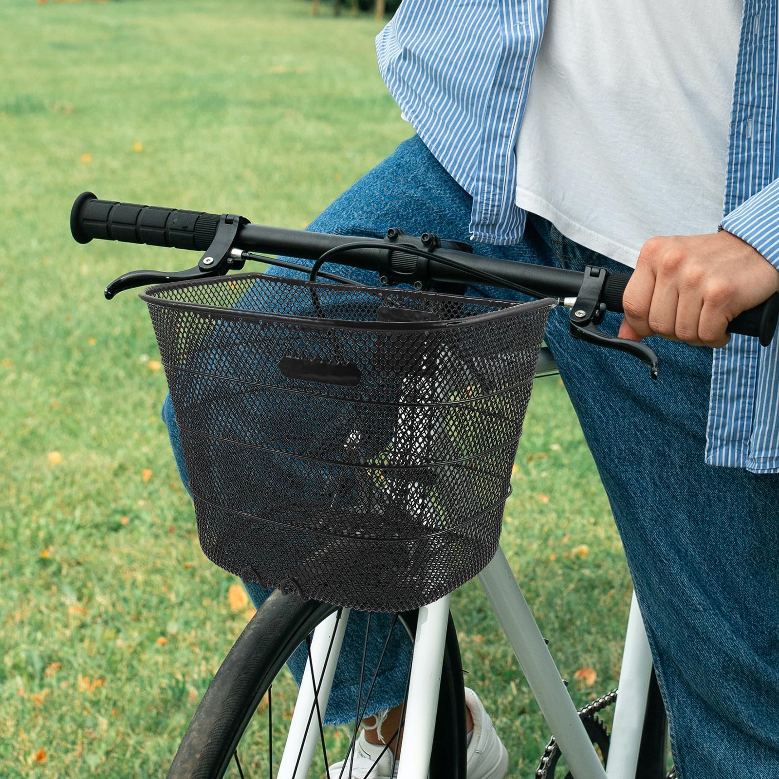 Didiseaon Cesta Metálica Desmontable para Bicicleta con Gran Capacidad y Estructura Reforzada Resistente y Práctica para Almacenamiento Trasero y Manillar para Uso Diario y Transporte de