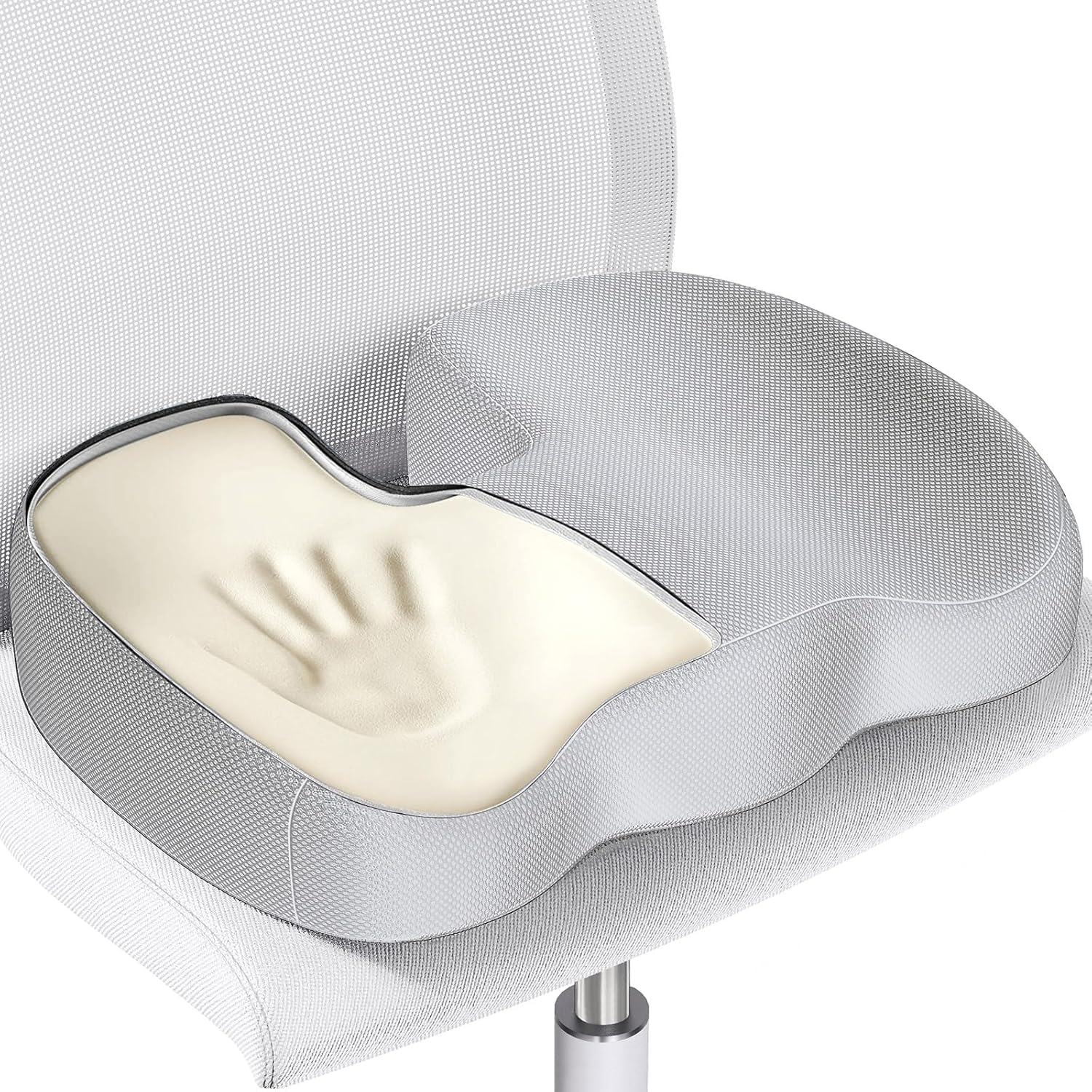 Benazcap Seat Cushion for Office Chair, Memory Foam for Pain Relief, Non-Slip Coccyx Cushion Washable Removable Cover for Desk Chair/Car Seat/Gaming Chair/Wheelchair,Grey