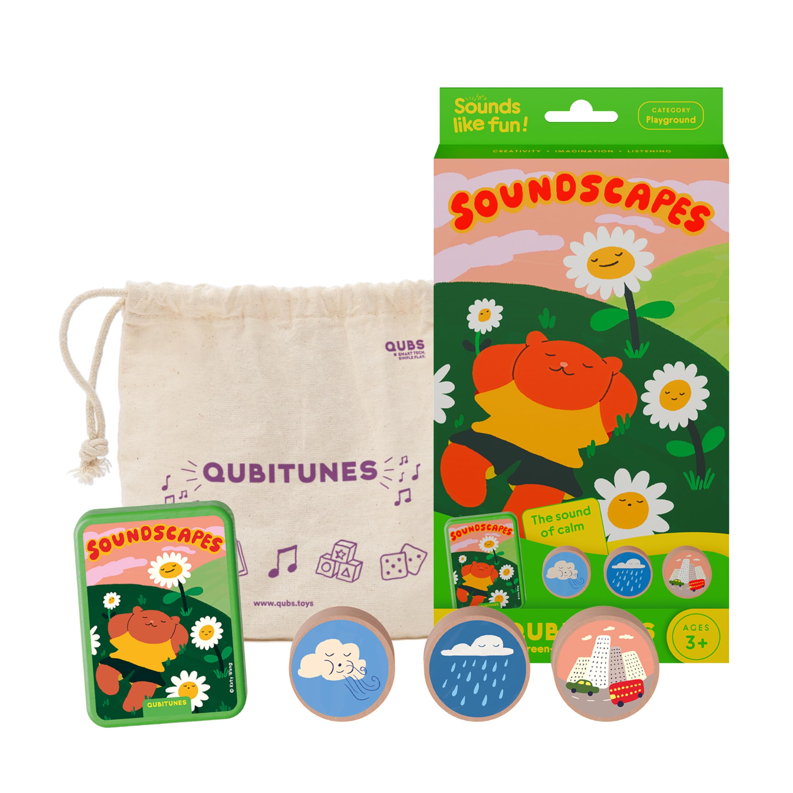QUBITUNES Soundscapes โ Calm & Warmth Playground Game Console | Mix Relaxing Nature & Ambient Sounds | Creative Audio Play for Kids Ages 3+ โ image 1
