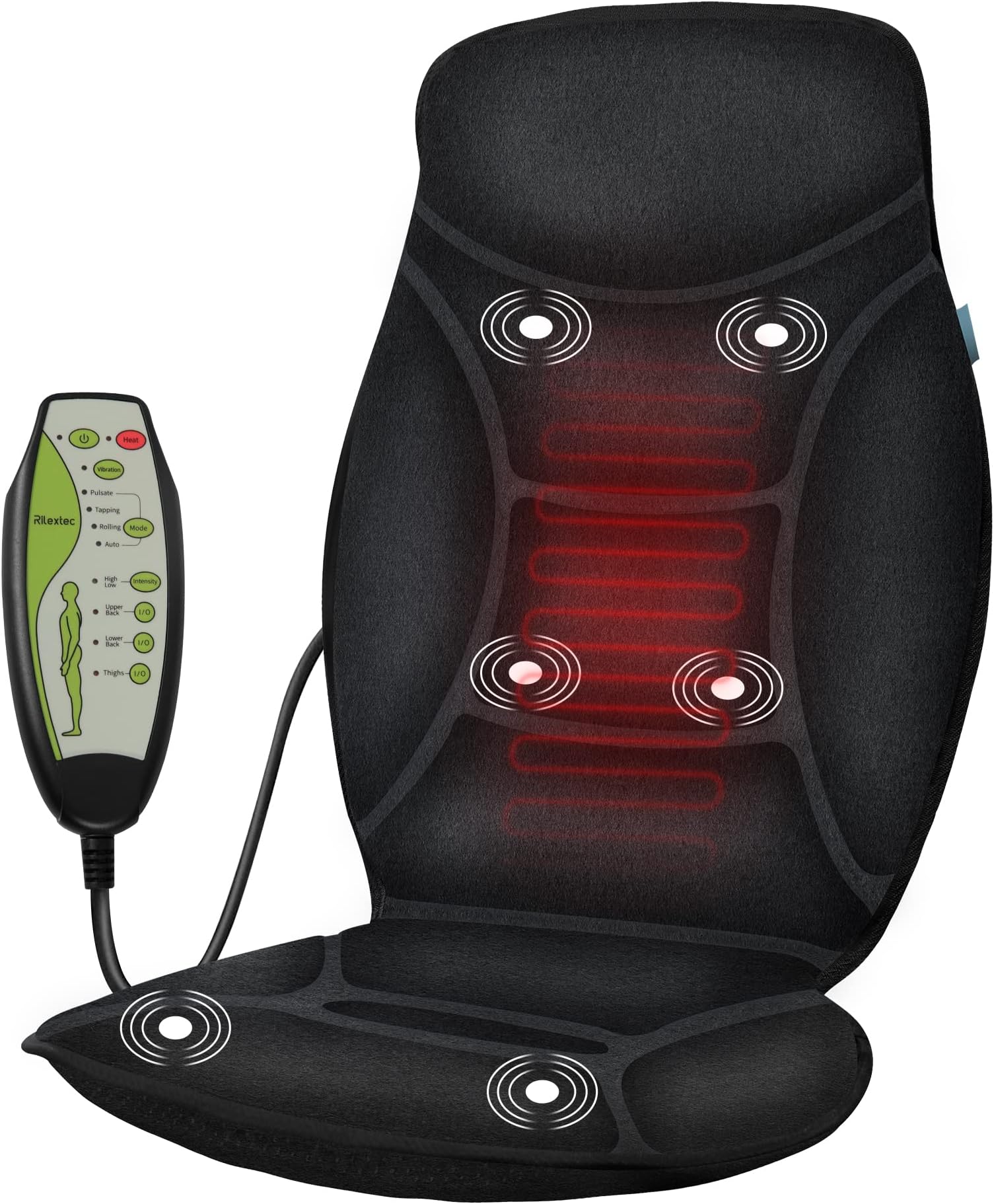 Rilextec Vibration Chair Massager with Heat Heated Chair