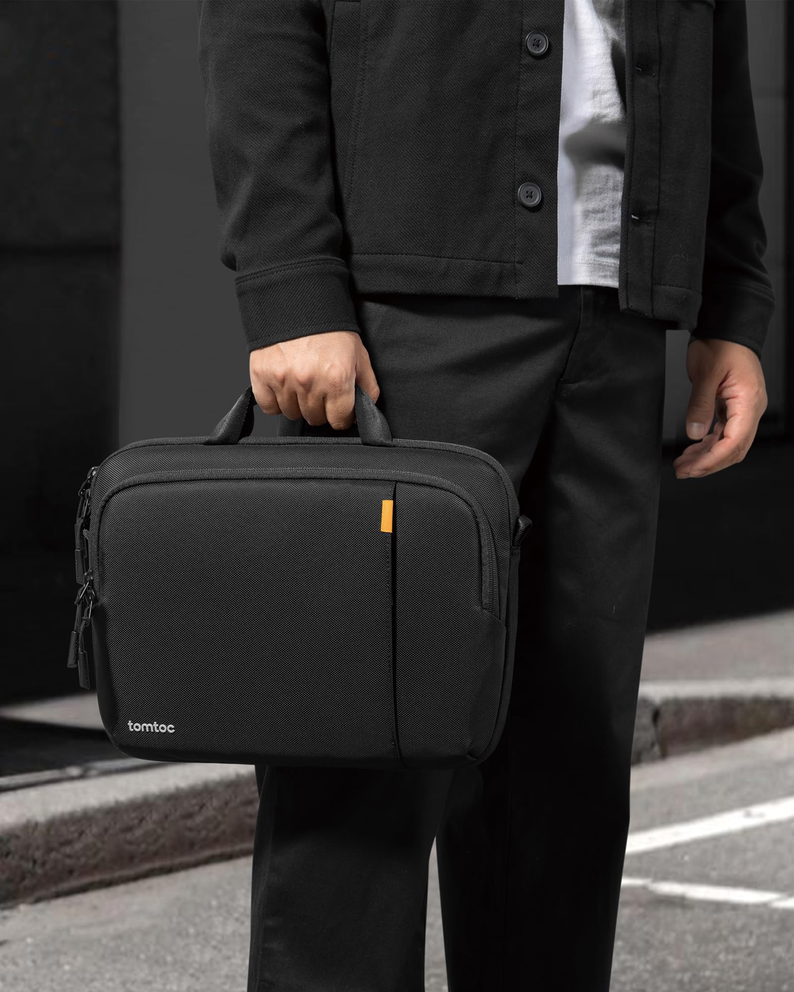 tomtoc 360° Bolsa para Portátil con bandolera para 14 Pulgadas Nuevo MacBook Pro M5 Pro/Max (2026), M5/M4/M3/M2/M1, 13,5" Surface Laptop 6/5/4/3, Ordenador Maletín Bolsa de hombro para Trabajo