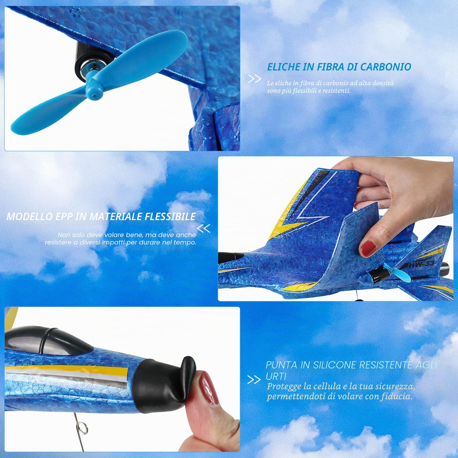 LUFEIS F-22 RC Aereo Radiocomandato, 2,4 GHz 2 Canali Aereo Telecomandato, Aereos RC Aeroplano Telecomandato con Sistema Giroscopio Xpilot, Aliante Volante per Principianti Bambini Adulti (Blu)