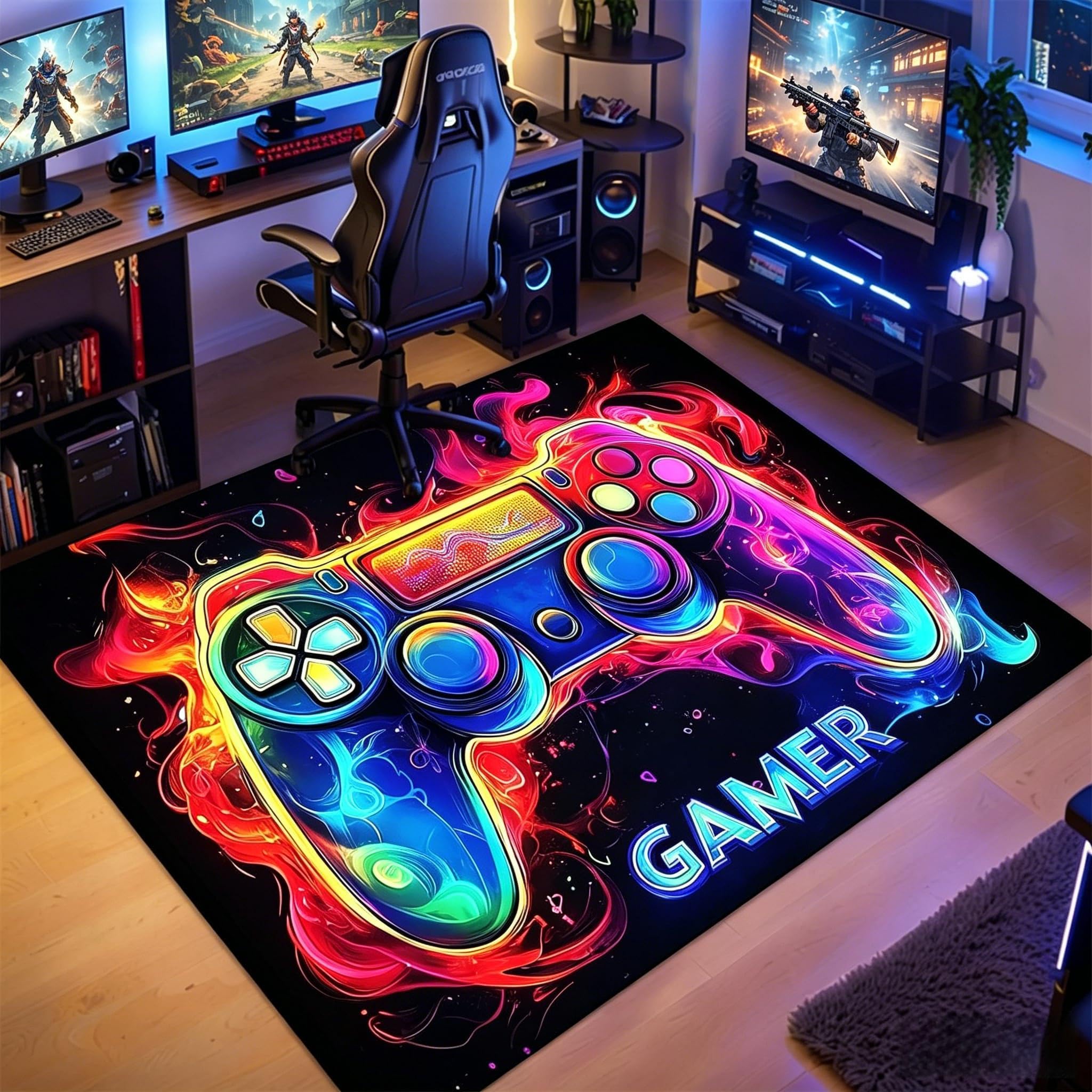 Xutanek Gaming Rug for Boys Room 60 * 90cm, Game Controller Themed Kids Rug