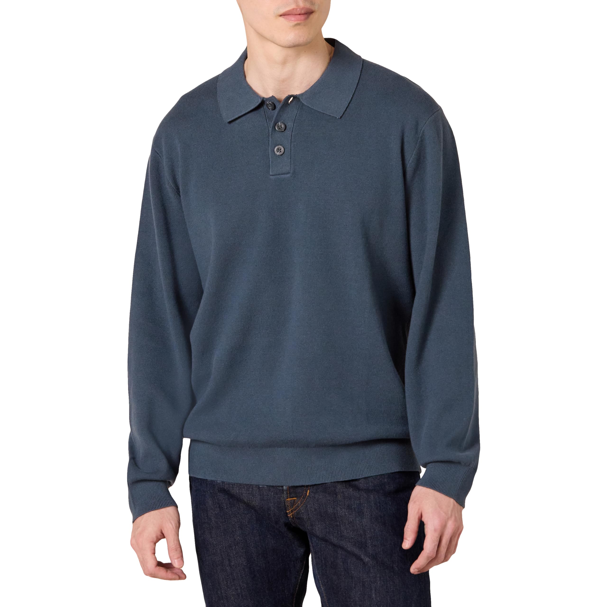 Amazon Essentials Men's Relaxed-Fit Knit Polo Sweater, Navy, X-Large