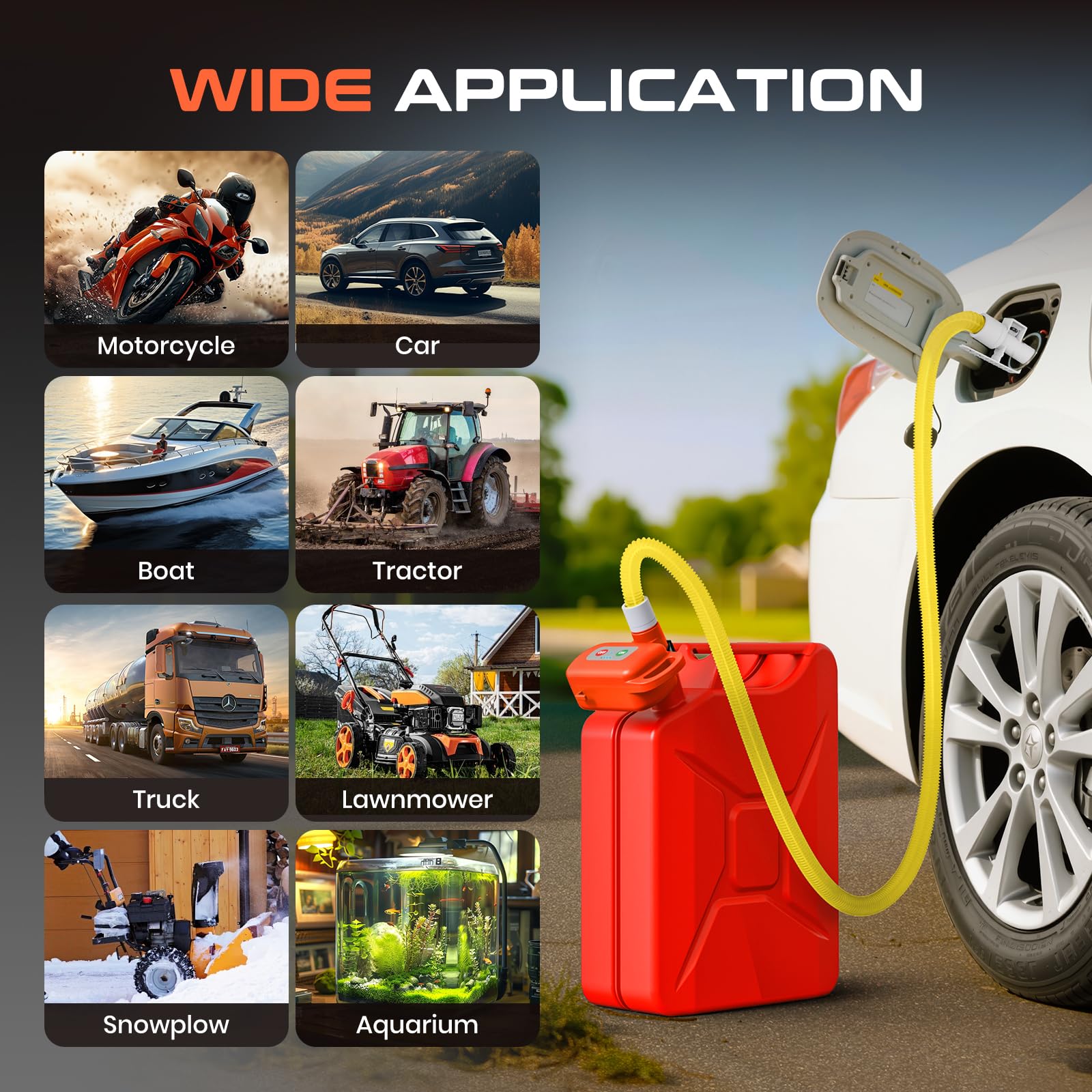 Elektrische Kraftstoffpumpe, Auto-Stop-Sensor 2,4 GPM Pumpe Tragbare Flüssigkeitspumpe Benzinpumpe Dieselpumpe Ölpumpe für Benzin, Diesel, Öl, Wasser mit Bürstenlosem Motor und 2000-mAh-Li-Ionen-Akku