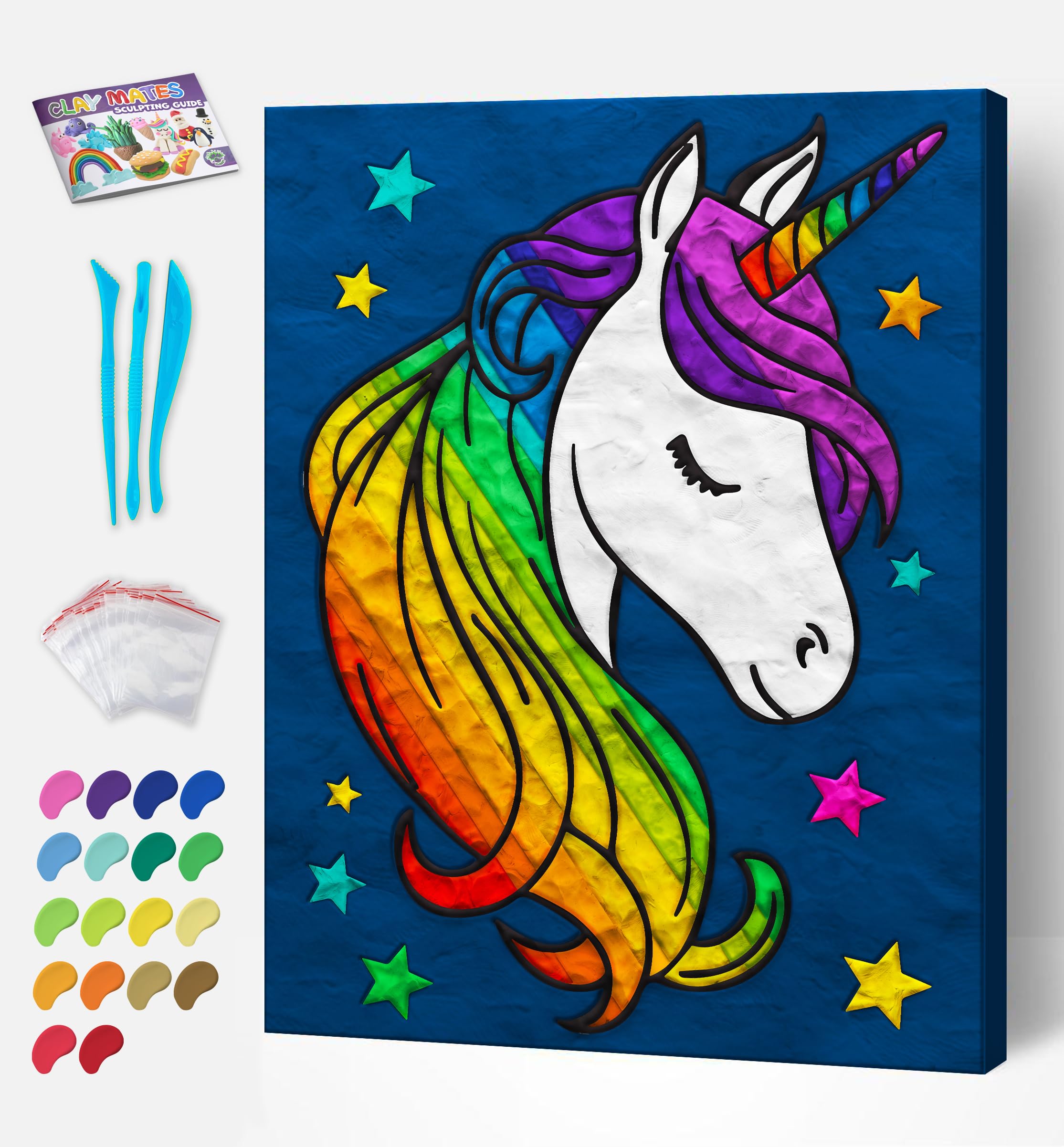 Mess-Free Unicorn Clay Painting Kit, Air Dry Clay Modelling Kit - Image 3