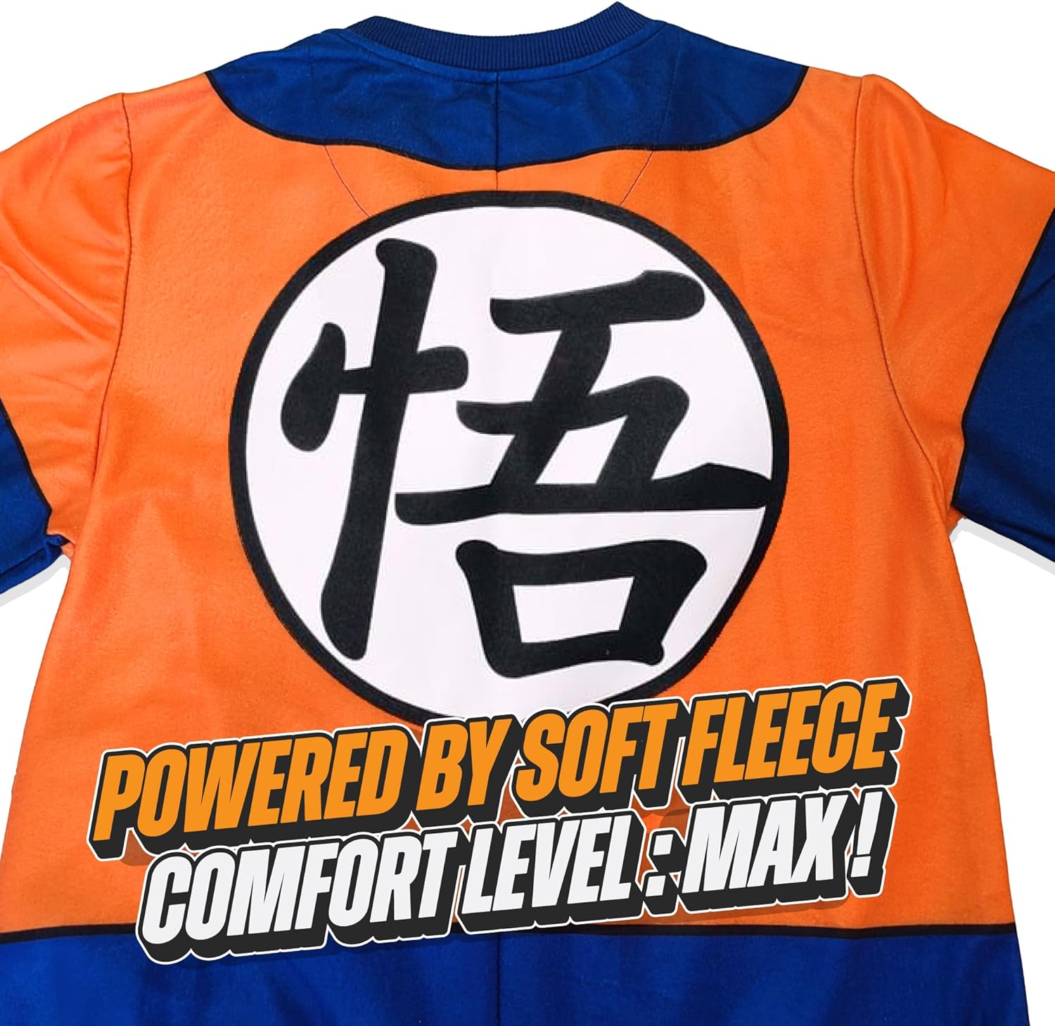 NeonPunk Dragon Ball Z Goku Adult Pajama Onesie Jumpsuit, Soft All-in-One Anime Loungewear/Costume, Blue & Orange Design