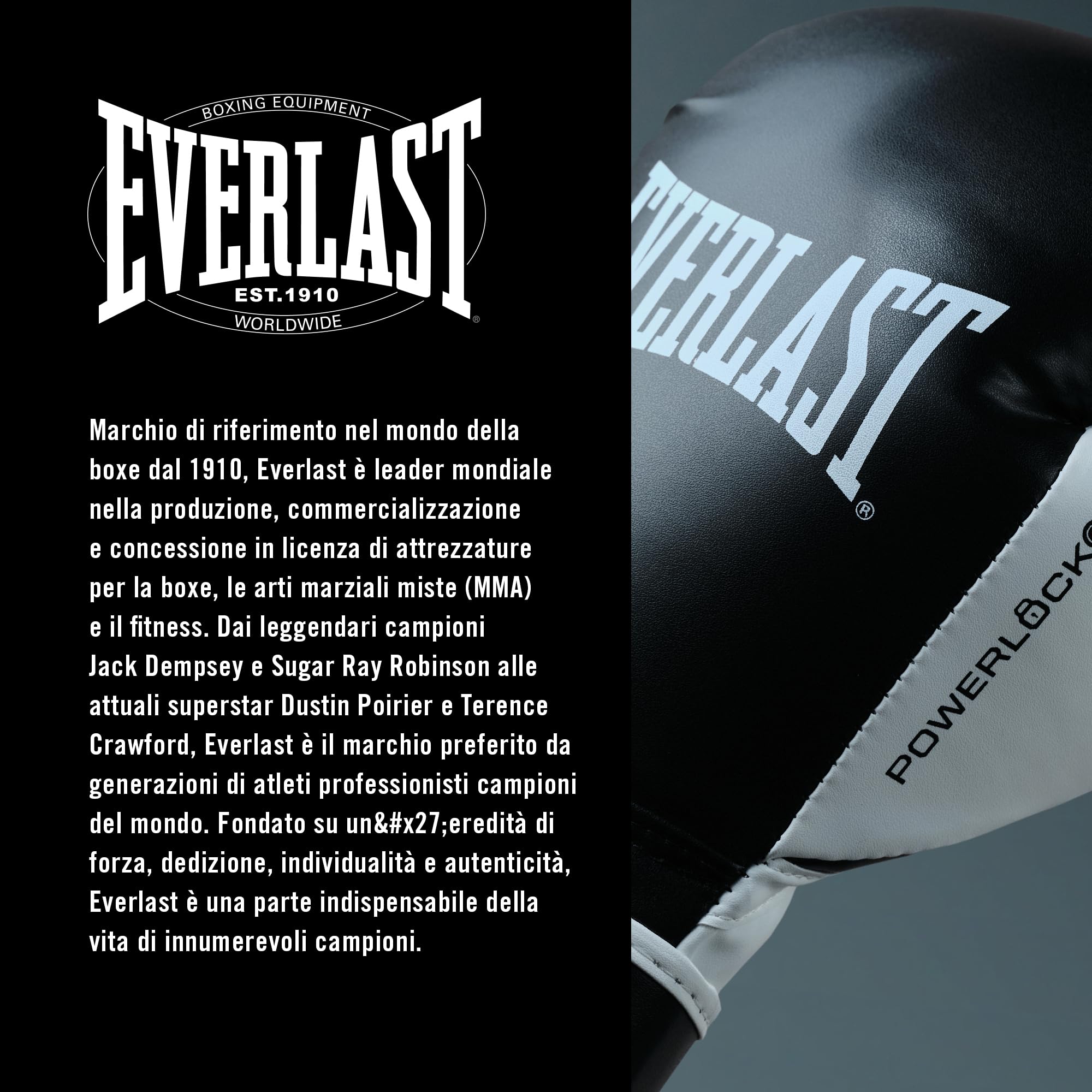 Everlast Powerlock OG Advanced Guantoni da Boxe per sacco, colpitori e sparring, chiusura a strappo, EverDri, schiuma C3, impugnatura ergonomica – Attrezzatura originale Everlast