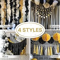 Vista 5 de PartyWoo Serpentinas de papel crepé, 8 rollos de 656 pies, paquete de serpentinas de fiesta negras, doradas y plateadas, papel crepé