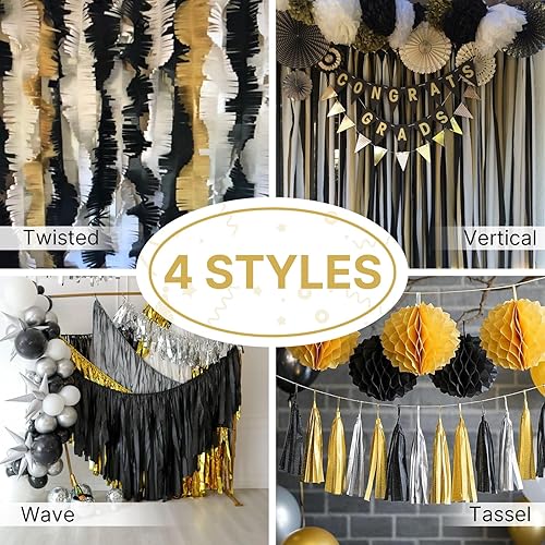 Vista 239 de PartyWoo Serpentinas de papel crepé verde, 6 rollos de 492 pies, paquete de papel crepé verde bosque esmeralda cazador para graduación, Navidad