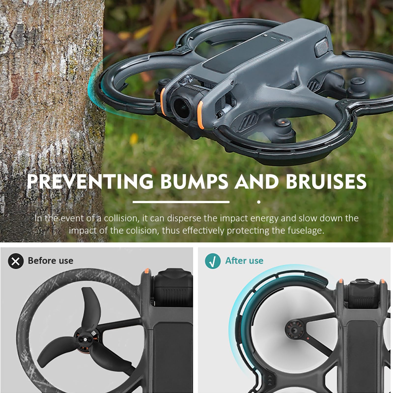 Protectores De Hélice Para DJI Avata 2 – 2 Unidades De TPU Resistente, Disponible En Naranja, Verde O Negro