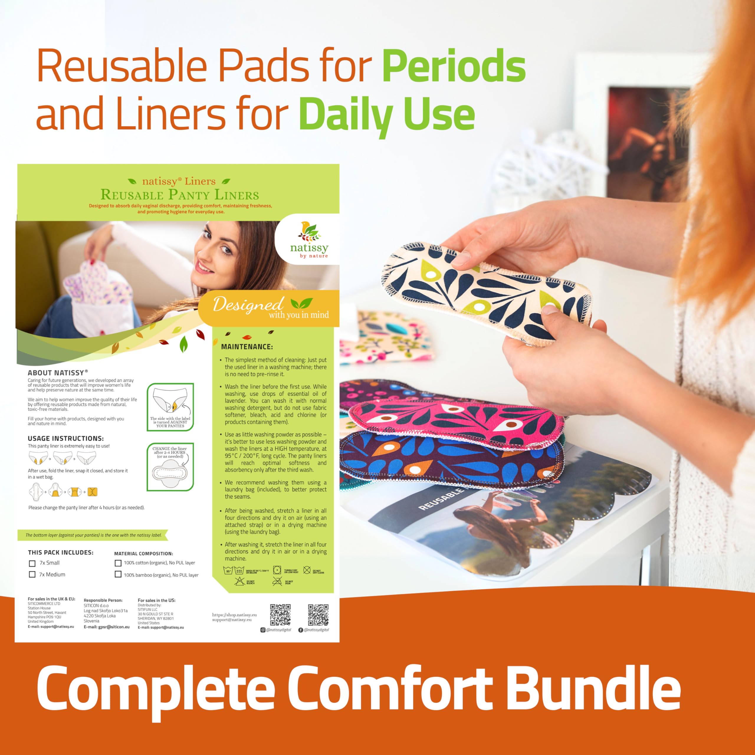 ÉcoConfort Protèges Slip Lavables Réutilisables en Coton Bio pour Pertes Blanches (S, x7); Lavables à Haute T°, 100% Respirants, Protection Féminine SEULEMENT pour Usage Quotidien, Douce (Sans PUL)