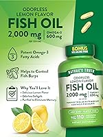 Vista 5 de Nature's Truth Aceite de pescado de 2000 mg 110 cápsulas blandas Omega-3 Sabor a limón Suplemento sin OMG y sin gluten