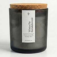 Aspen & Oak White Fir Sandalwood Beeswax Candle 16oz - Pure Natural Non-Toxic Long Burning 75+ Hours Glass Jar Cork Lid
