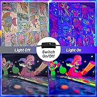 Vista 3 de Luces LED negras impermeables de 120 W, paquete de 4 barras de luz negra con cable de 10 pies e interruptor de encendido/apagado, luz negra IP66