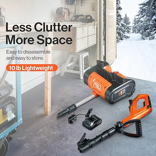 Miniatura 7 de SuperHandy Pala eléctrica para quitanieves 4 Ah CC 20 V, diseño actualizado, recargable inalámbrica, ligera de 10 pulgadas de ancho de 5 pulgadas de