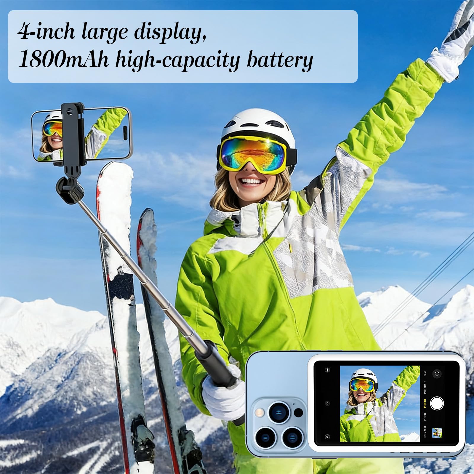 Handy Selfie Monitor, Selfie Monitor4"，Magnetische Telefon Vlog Selfie Monitorbildschirm, 480x800 Pixeln Drahtlosaufnahme, Vlog Bildschirm, Livestreaming mit Sound für Vlog TikTok YouTube (Fülllicht)