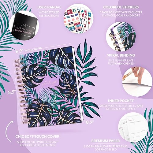 Miniatura 2 de PLANBERRY Planificador semanal premium  Organizador de vida sin fecha y planificador de presupuesto  Gestión del tiempo, establecimiento de