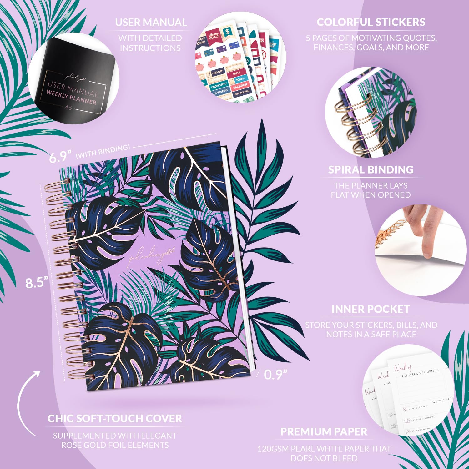 PLANBERRY Weekly Planner, Elegant Life & Budget Planner to Hit Your Goals & Live Happier, Organizer & Productivity Journal - Image 2