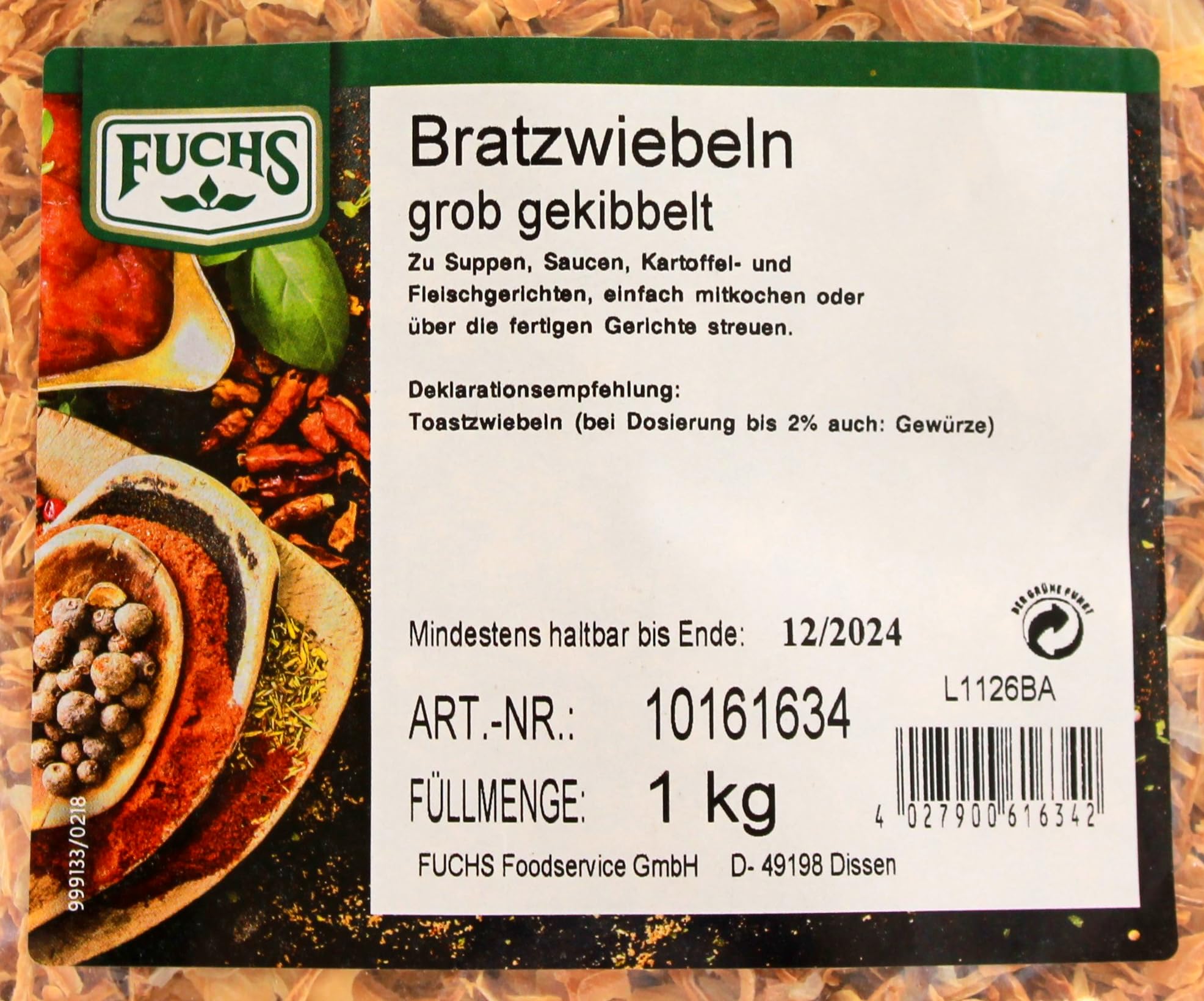 Fuchs Bratzwiebeln grob gekibbelt, 6er Pack (6 x 1 kg)