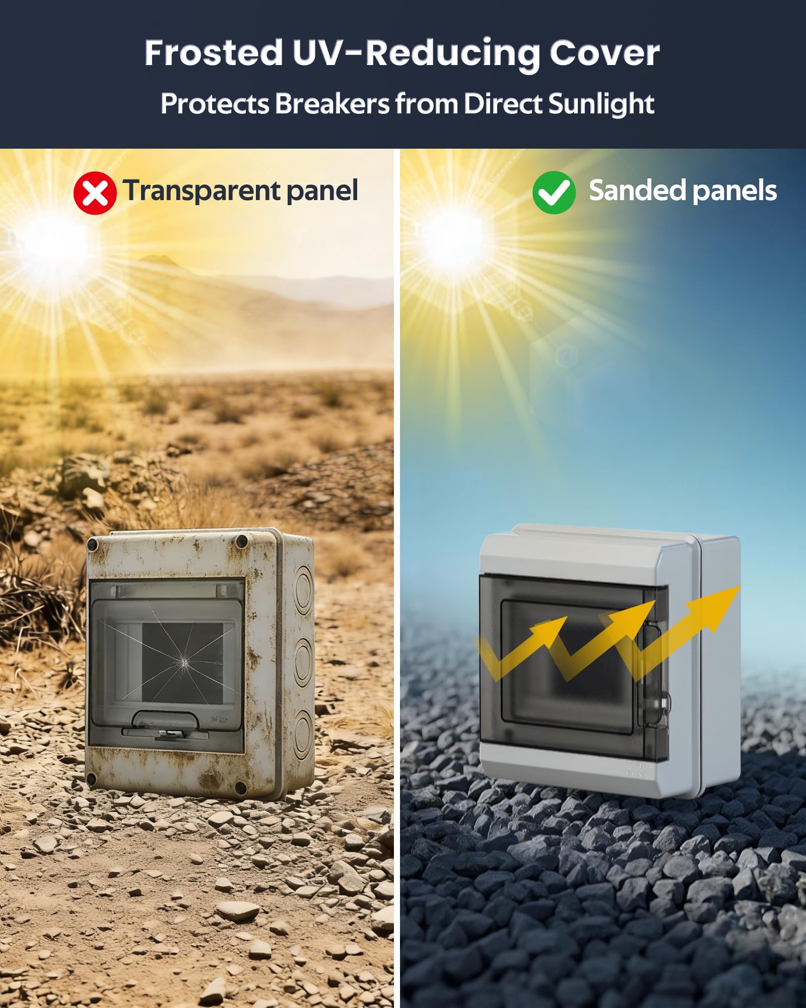 Quadro Elettrico Esterno Impermeabile IP65, 5 Moduli Centralino Dotato Di Sportello Protettivo Smerigliata, Con Predisposizione Per Chiusura Con Lucchetto, Compatibile Con Dispositivi Fotovoltaici - 4