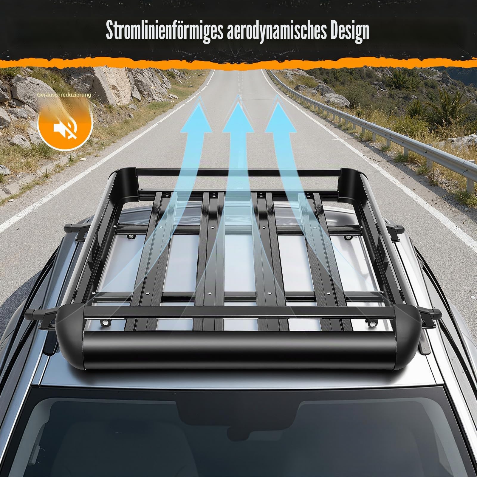 Dachgepäckträger Universal Dachkorb Auto Dachkorb Korb Aluminium Gepäckkorb Dachträger Schwarz Universal Korb Relingträger für Alle SUV-Modelle,127x91CM,Gewichtskapazität 68KG