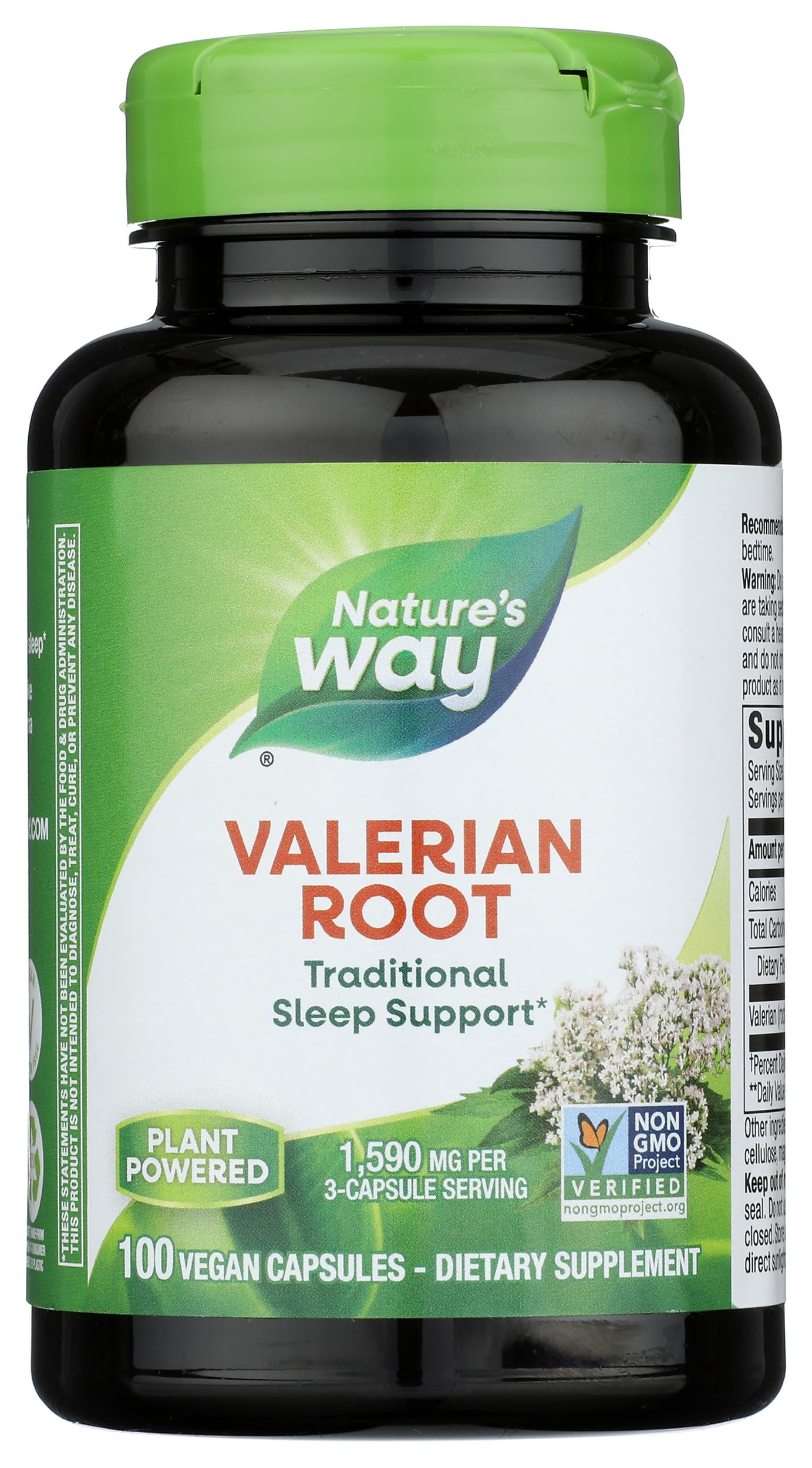 Nature's Way Valerian Root, Traditional Sleep Support*, Non-GMO Project Verified, Gluten Free, Vegan, 100 Capsules 100 Count (Pack of 1)
