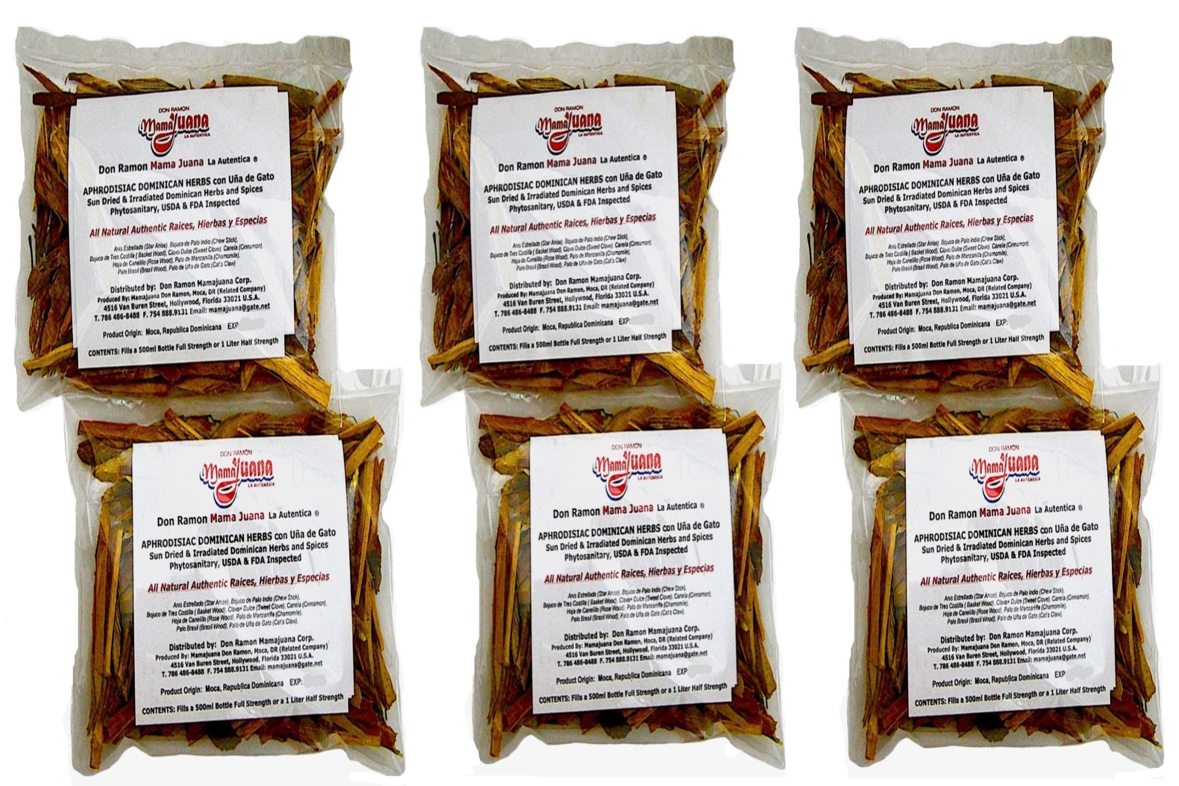 Don Ramon Mamajuana (ORIGINAL Island Flavor) Shipped 2-3 Air Service (6) Bags Fills (6) 500mL bottles) or 1+ Gallons Recycle Your Empty Rum Bottles and Save