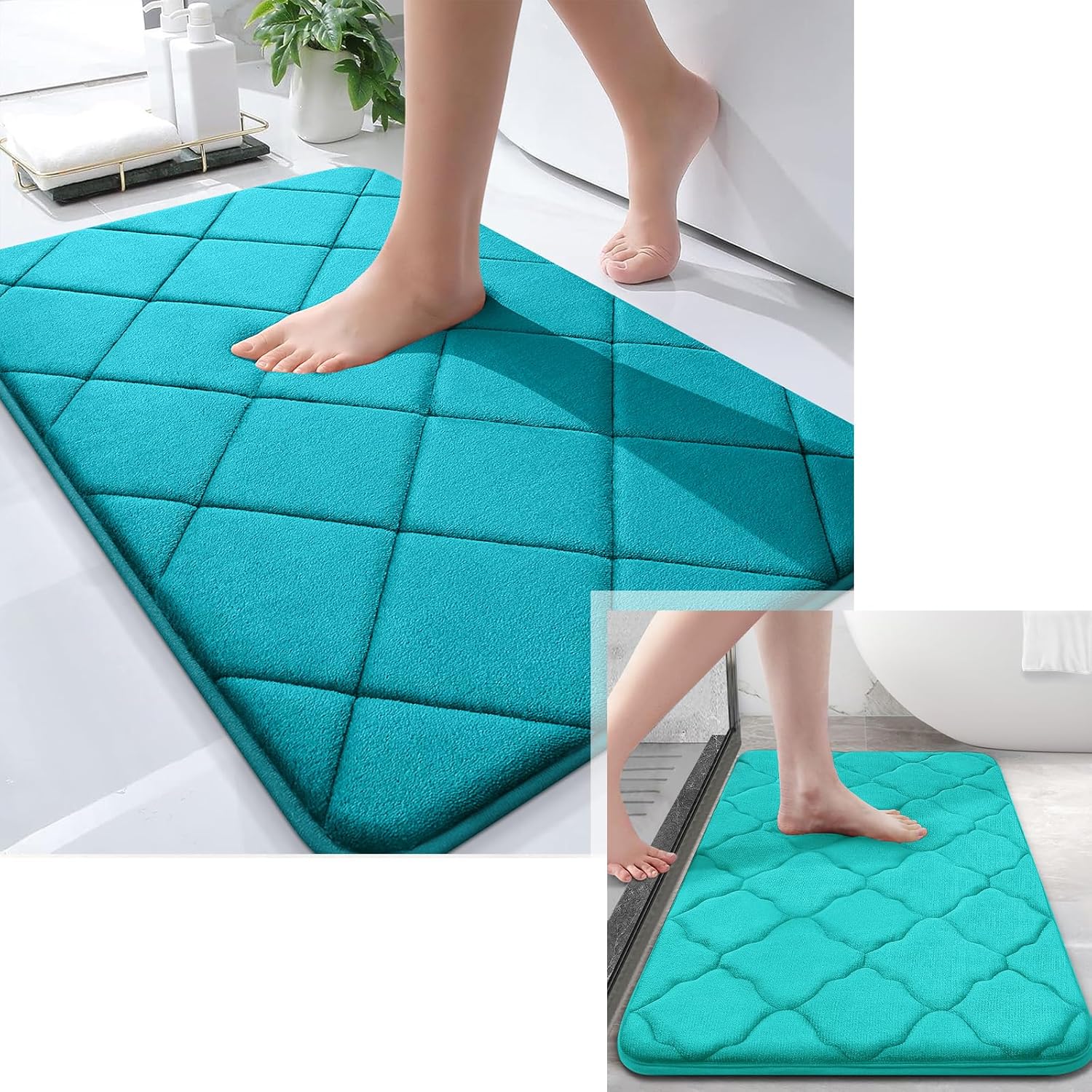 OLANLY Memory Foam Bathroom Rugs, Bath Rug Size 24x16+30x20