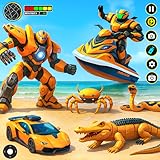 レスキュージェットスキー飛行ロボットシューティングゲーム - エクストリーム恐竜ロボット変形格闘ゲーム - マルチパワフル動物ロボットゲーム3D - 解体メカロボットカー変身2025