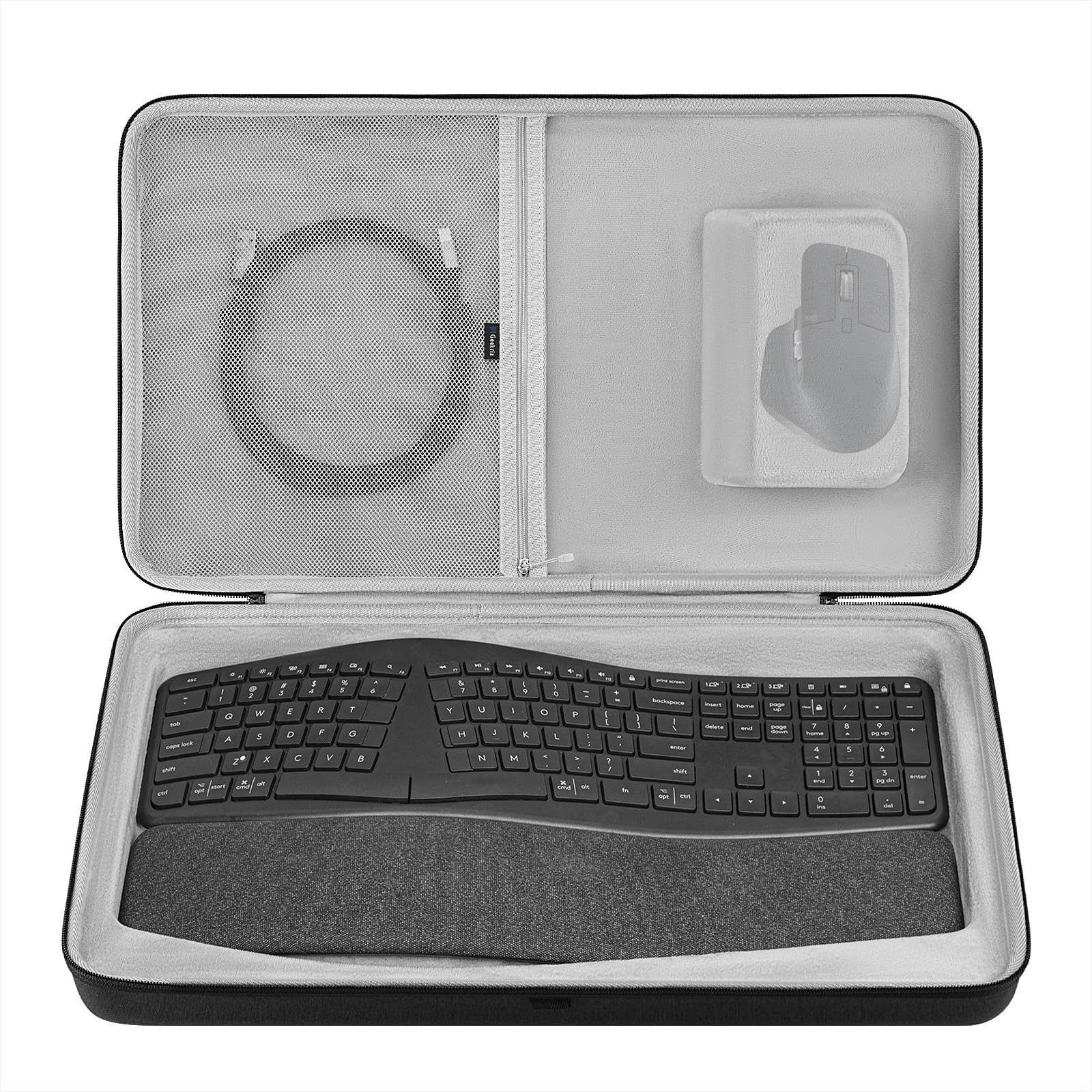Geekria Twarda walizka podróżna, kompatybilna z Logitech Ergo K860, torba na klawiaturę (ciemnoszary)