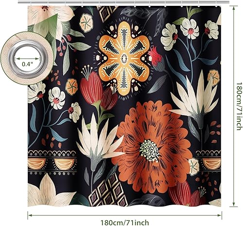 Miniatura 7 de Cortina de ducha de 79 pulgadas de largo x 71 pulgadas de ancho, tela de poliéster, impermeable, extra larga, para baño, alas de mariposas y gotas