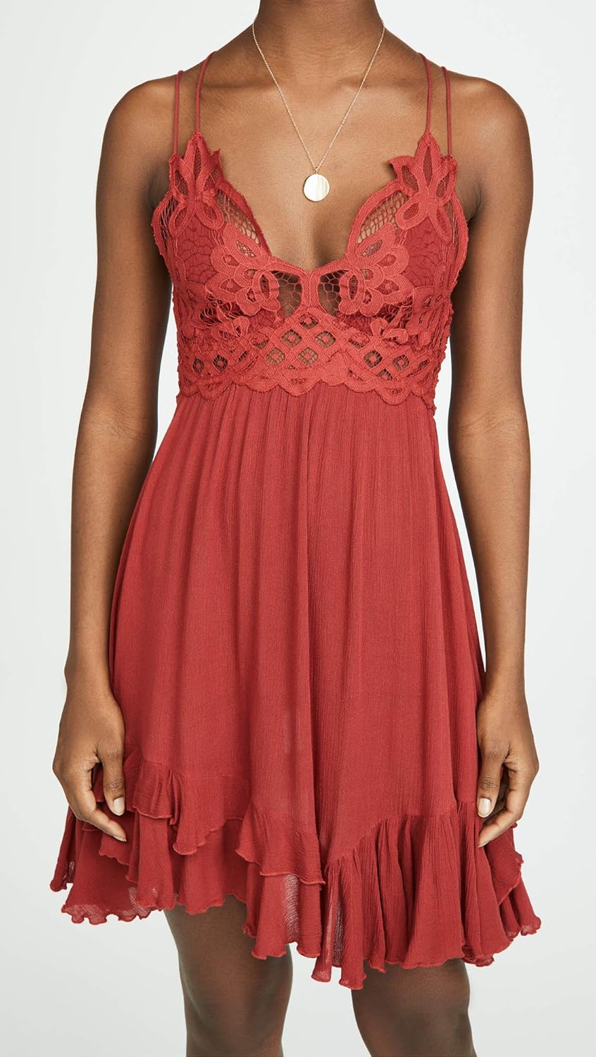 Free People Women's Adella Slip Dress, Dark Cherry, Red, S