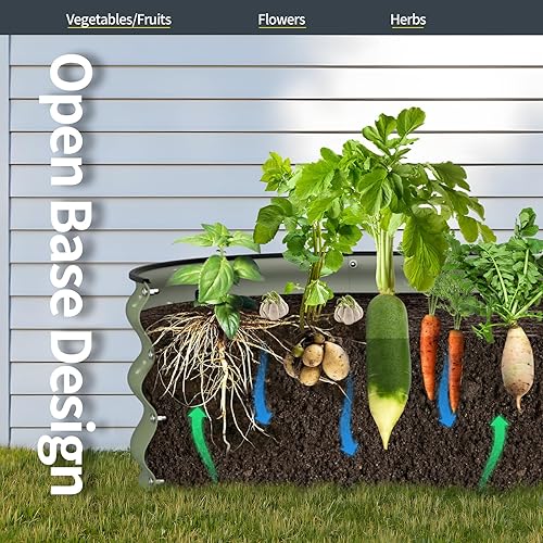 Miniatura 28 de Kesfitt Kit de cama de jardín elevada galvanizada, cajas de metal 7 en 1 de 18 pulgadas de alto con bordes de seguridad, 8 x 2 x 1.5 pies modulares
