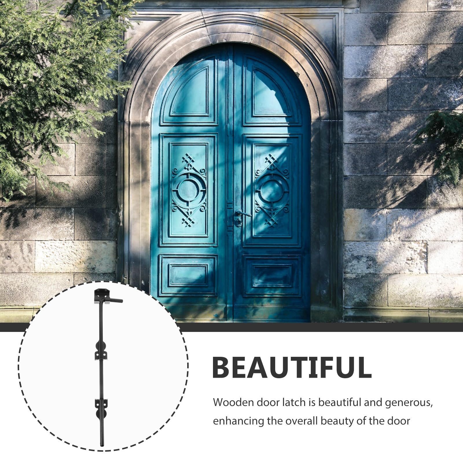 Sewroro Loquet De Portail En Fer Noir Anti-rouille 45 Cm, Tige De Verrouillage Solide Pour Porte Coulissante Extérieure, Barre De Sécurité Pour Porte-fenêtre, Installation Facile, Usage Résidentiel