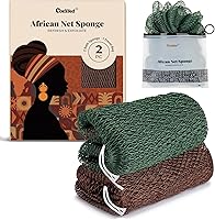 CORATED Authentic African Net Sponge - Exfoliating Shower Loofah Body Scrubber for Men & Women, Stretchy Bath Sponge with Travel Bag