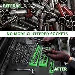 Magnetic Socket Organizer Holder Set For Tool Box Drawer, Toolbox Organization Including 1/4", 3/8" and 1/2" Drive Metric SAE Socket Trays (Sockets are not Included)