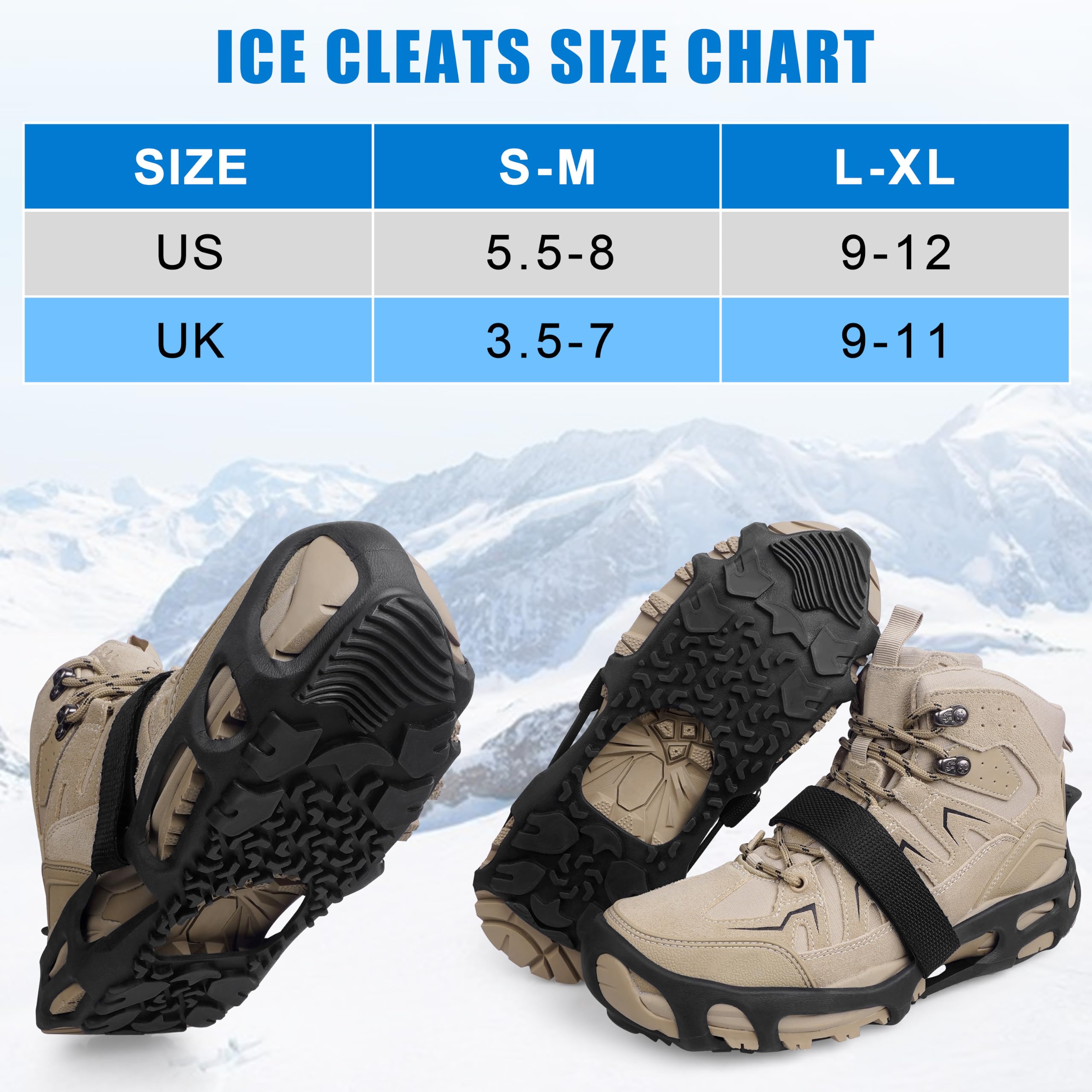 Crampons à glace sans crampons antidérapants pour la neige et l'hiver - Pour surfaces lisses et humides - Utilisation intérieure et extérieure - Chaussures à glace en caoutchouc