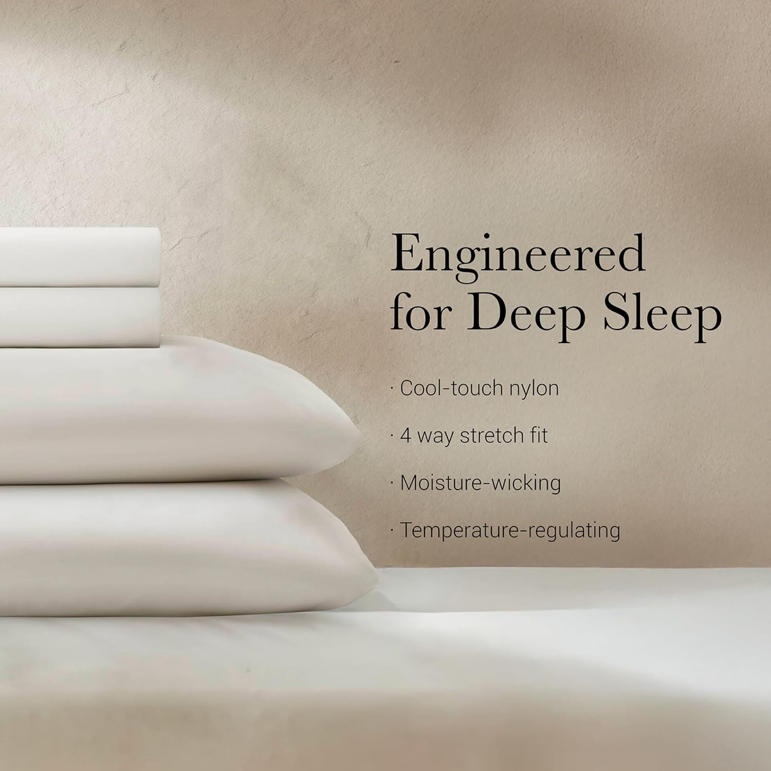 Harbor House Cooling Stretch Jersey Bed Sheets – Queen Size, Grey – Cool-Touch Nylon Blend, Moisture-Wicking & Breathable for Hot Sleepers, Deep Pocket, Soft & Stretchy 4-Piece Sheet Set - Image 6