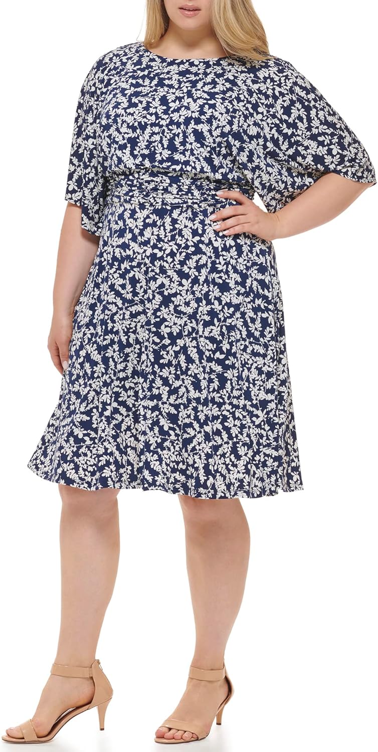 Jessica Howard Womens Printed Knit Jersey Midi Elbow Sleeve-Desk to Dinner - Image 4