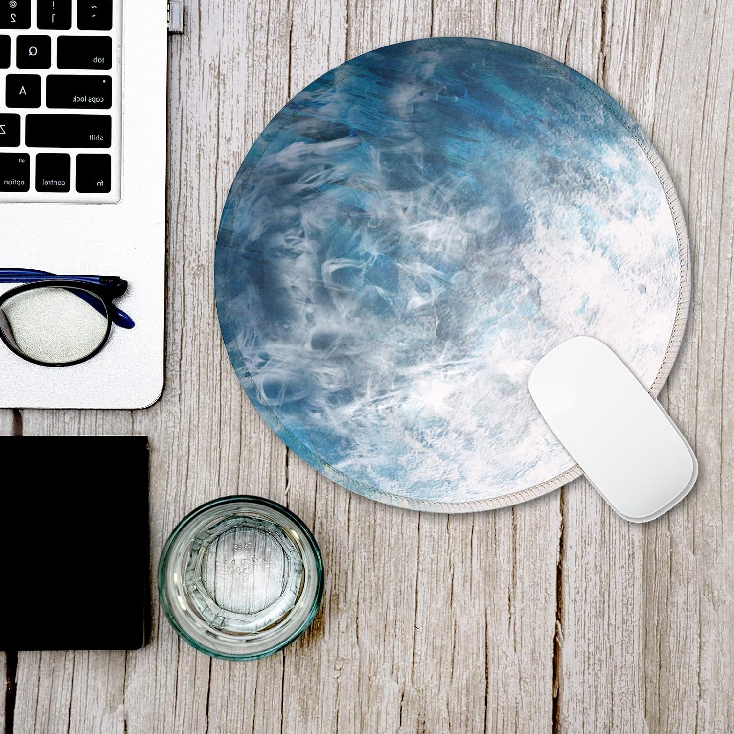 VESMATITY Round Mouse Pad Non-Slip Rubber Base Mousepad Custom Design Cute Mouse Pads with Stitched Edge for Computer Laptop Office Travel Working Gaming (8.7 inch - Planet Three)