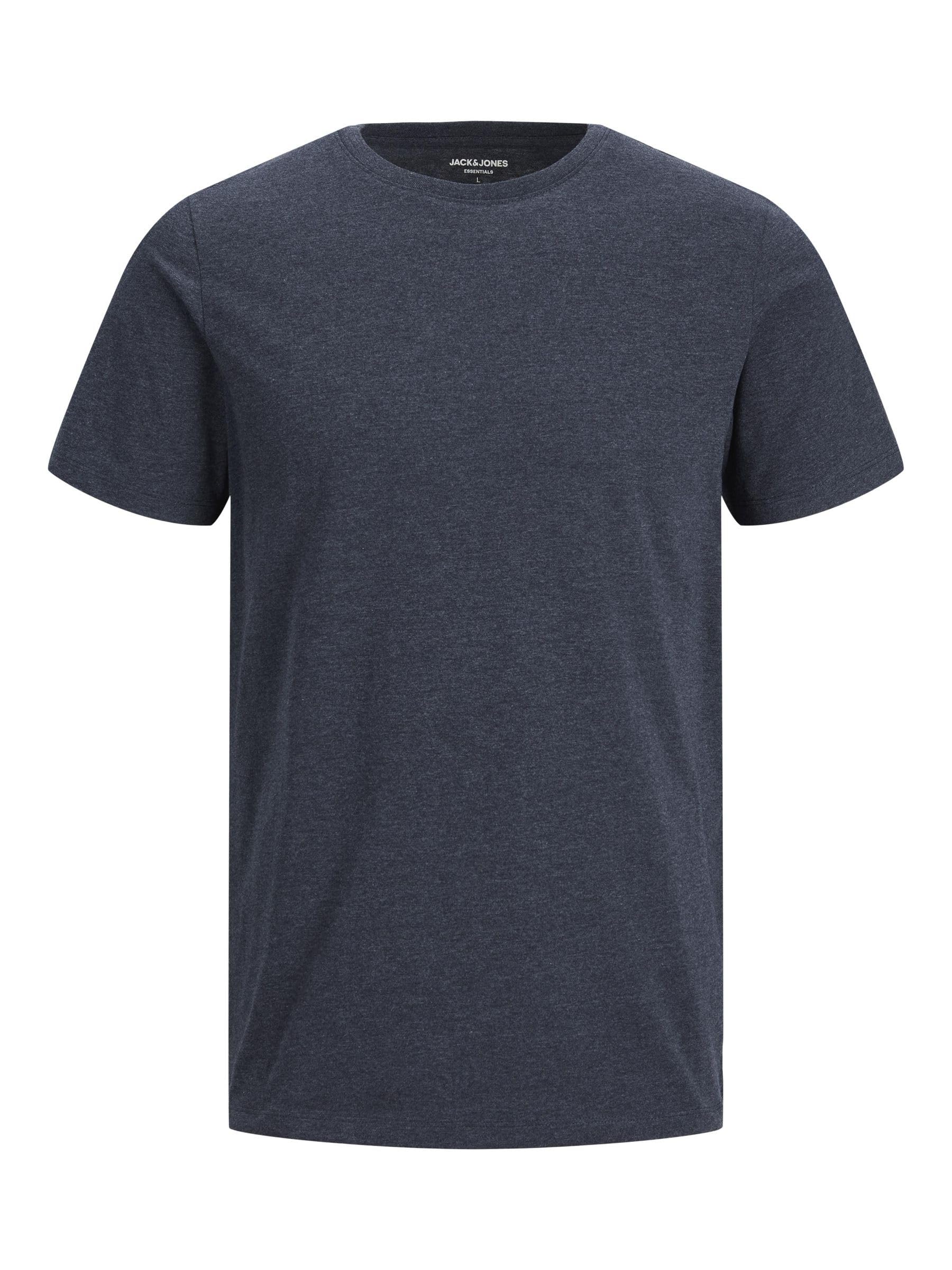 Jack & Jones Men's Blue Jjeorganic Melange Tee Ss O-Neck Noos T-Shirt, Navy Blazer/Detail: Melange, M