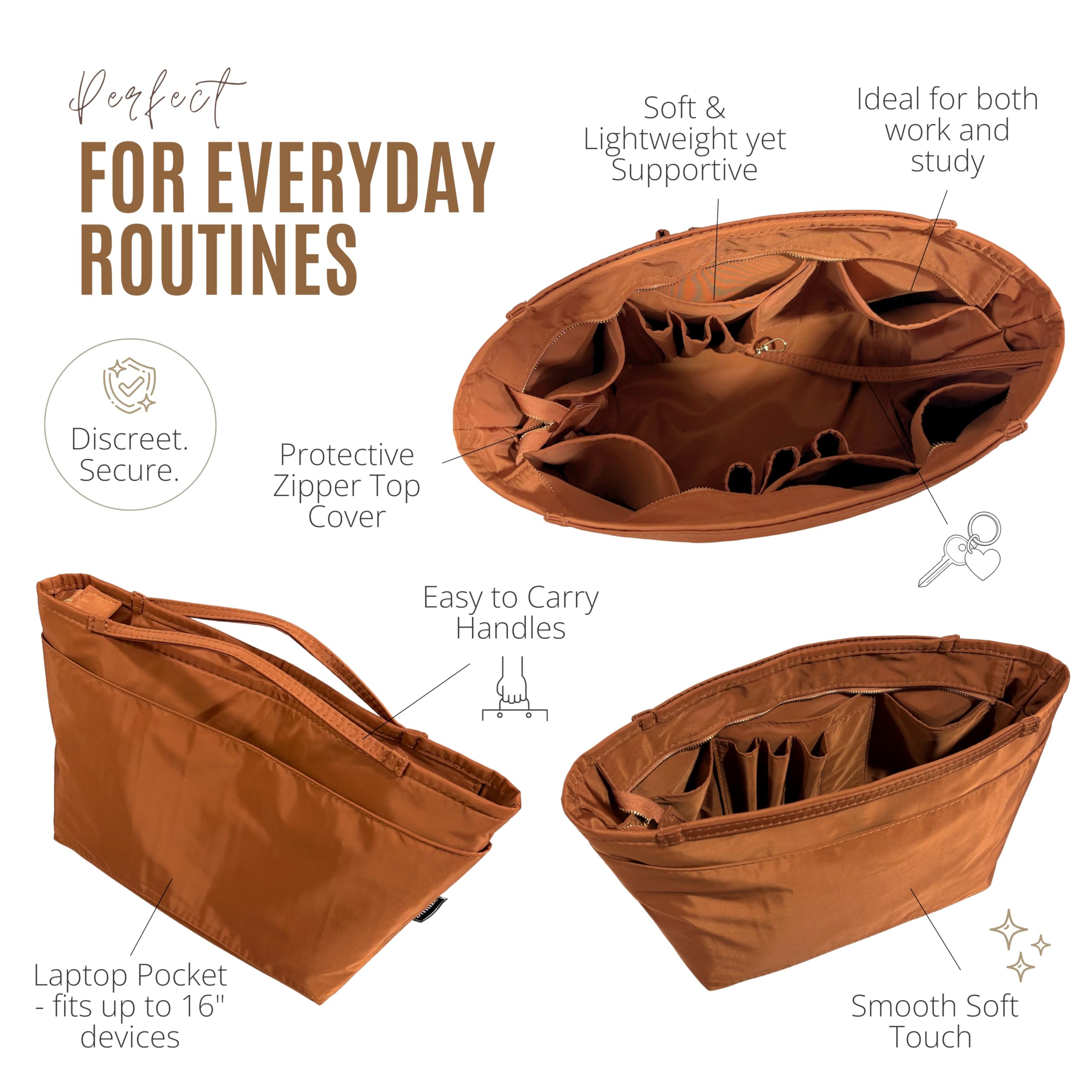 Divitize Premium Taschenorganizer kompatibel mit Coach Gramercy Tote - Maßgefertigtes Design, Wasserdichtes Nylon, Extra Platz und Halt, 24+ Farben (Brown, Gramercy Tote)
