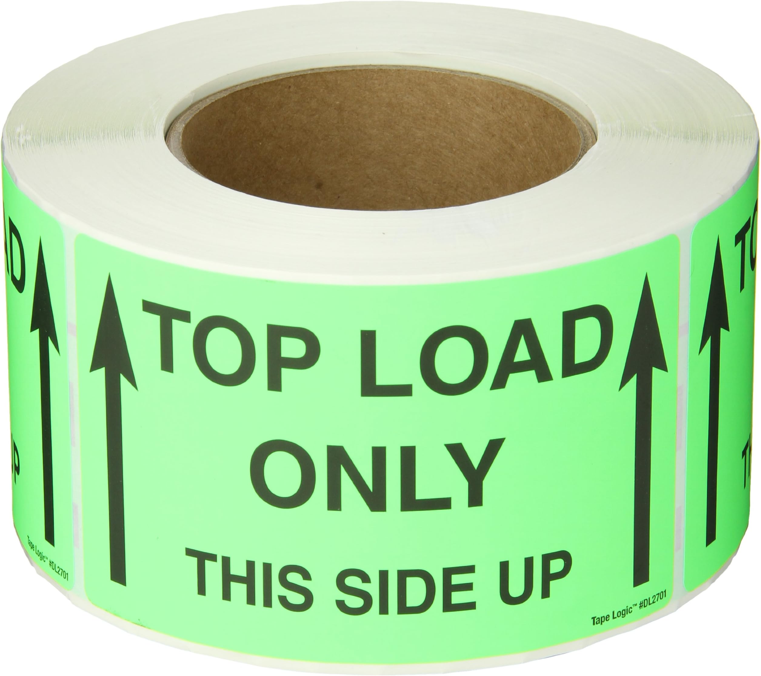 Aviditi Tape Logic 3" x 5", "Top Load Only This Side Up" Fluorescent Green Warning Sticker, for Shipping, Handling, and Packing (1 Roll of 500 Labels)